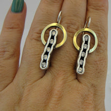Load image into Gallery viewer, Hadar Designers earrings 9k yellow gold sterling silver zircon handmade (ms1744)