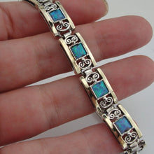 Load image into Gallery viewer, Hadar Designers Blue Opal Dangle Earrings, 9k Yellow Gold 925 Silver (S 2613)