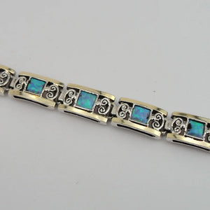 Hadar Designers Blue Opal Bracelet 9k Yellow Gold 925 Sterling Silver (S 2613)