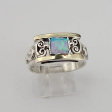 Load image into Gallery viewer, Hadar Designers Blue Opal Dangle Ring, 9k Yellow Gold 925 Silver 7,8,9, (S 2613)