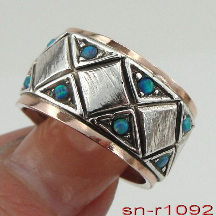 Hadar Designers Opal Ring 9k Rose Gold Sterling Silver 6,7,8,9 Handmade( SN) 7y