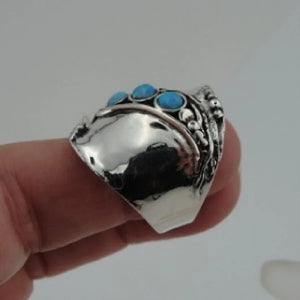 Hadar Designers blue opal ring 925 sterling silver sz 6,7,8,9,10 handmade(H 1913