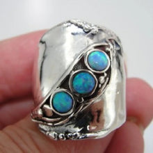 Load image into Gallery viewer, Hadar Designers blue opal ring 925 sterling silver sz 6,7,8,9,10 handmade(H 1913