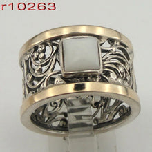 Load image into Gallery viewer, Hadar Designers MOP Filigree Ring 9k Yellow Gold 925 Silver 6,7,8,9 Handmade (S