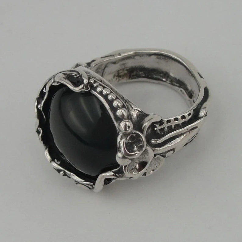 Hadar Designers onyx ring 925 sterling silver size 7,7.5,8,8.5,9 handmade (H