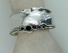 Load image into Gallery viewer, Hadar Designers Amethyst Cuff Bracelet 925 Sterling Silver Handmade Art (H 396)