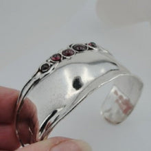 Load image into Gallery viewer, Hadar Designers Amethyst Cuff Bracelet 925 Sterling Silver Handmade Art (H 396)