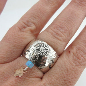 Opal Ring 9k Rose Gold 925 Silver  6.5,7, 7.5,8 Handmade Hadar Designers  () SALE