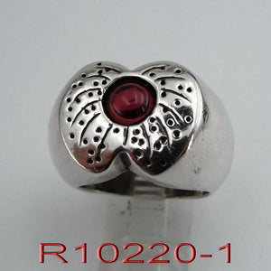 Hadar Designers red garnet ring sz 7.5,8 art 925 sterling silver handmade (H)y