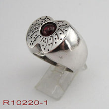 Load image into Gallery viewer, Hadar Designers red garnet ring sz 7.5,8 art 925 sterling silver handmade (H)y