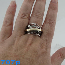 Load image into Gallery viewer, Hadar Designers 9k Yellow Gold 925 Silver Zircon Ring sz 6,7,8,9 WILD (Ms r856)