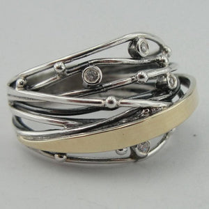 Hadar Designers 9k Yellow Gold 925 Silver Zircon Ring sz 6,7,8,9 WILD (Ms r856)