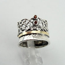 Load image into Gallery viewer, Hadar Designers Garnet CZ Ring 9k Yellow Gold 925 Silver 5.5,6,6.5,7,7,5 (MS)2y