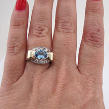 Load image into Gallery viewer, Hadar Designers Blue Topaz Ring 5,6,7,8,9 Handmade 9k Yellow Gold 925 Silver (S
