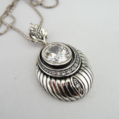 Hadar Designers Impressive Sterling silver Handmade white Zircon Pendant NEW (SN