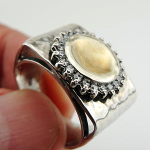 Hadar Designers ring 9k yellow gold sterling silver cz 7,8,8.5,9 handmade (ms)y