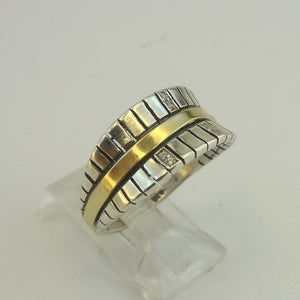 Hadar Designers 9k Yellow Gold 925 Silver Zircon Ring Israel Art 6.5,7,8,9 (Ms)y