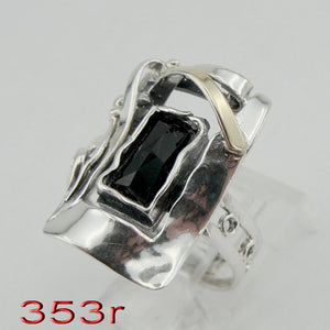 Hadar Designers Black Onyx 6,7,7.5,8,9 Ring 9k Yellow Gold Sterling Silver (ms