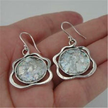 Load image into Gallery viewer, Hadar Designers Handmade Sterling Silver Antique Roman Glass Earrings (as 140417