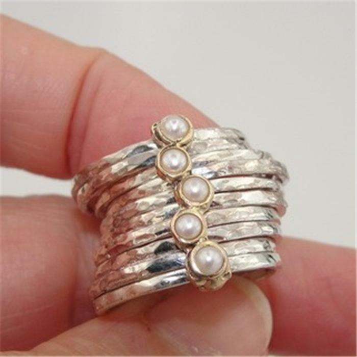 Hadar Designer Handmade 9k Yellow Gold 925 Silver Pearl Ring 6,7,8,9,10 (I r416)