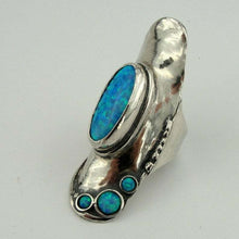 Load image into Gallery viewer, Hadar Designers Handmade 925 Sterling Silver Blue Opal Ring size 7,8,9,10(H 105b