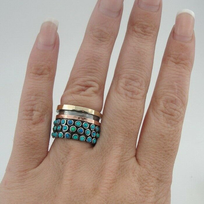 Hadar Designers 9k Rose Gold 925 Silver Opal Ring size 6.5,7 Handmade (I R552) Y
