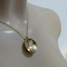 Load image into Gallery viewer, Hadar Designers Gold plated Sterling Silver Real Pearl Pendant Handmade (V) SALE