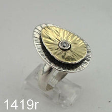 Load image into Gallery viewer, Hadar Designers Handmade 9k Yellow Gold 925 Silver White Zircon Ring 6,7,8,9 (Ms