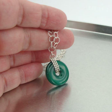 Hadar Designers Filigree Art 925 Sterling Silver Green Agate Pendent (H) SALE