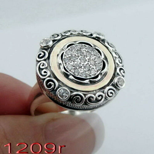 Hadar Designers 9k Yellow Gold 925 Silver Zircon Ring 6,7,8,8.5,9 Handmade (Ms)y