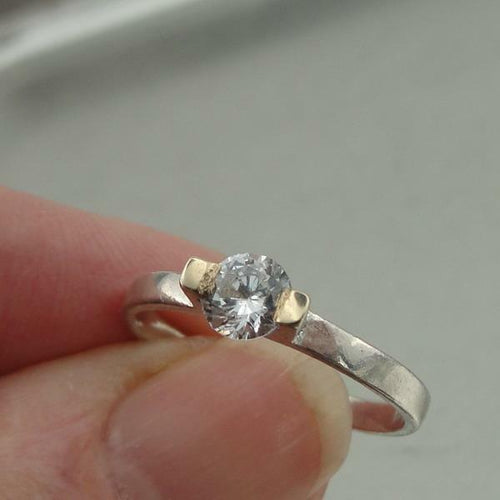 Hadar Designers 9k Gold 925 Silver White CZ Ring size 6.5, 7 () Great Sale