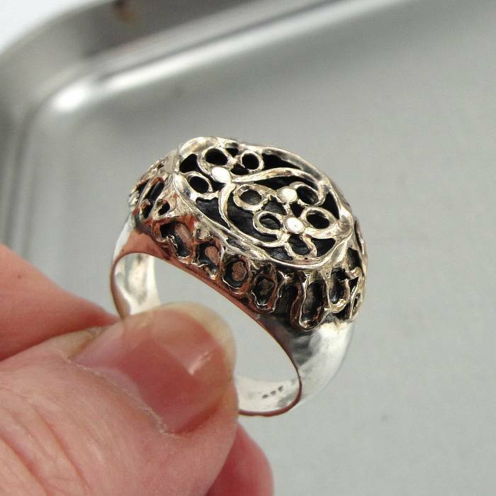 Hadar Designers Handmade Filigree 9k Gold 925 Silver Ring 7, 8, 8.5, 9 (I r427)y