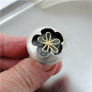 Hadar Designers  9k Yellow Gold 925 Silver Floral Ring sz 7, 7.5 Handmade ()SALE