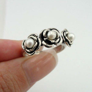 Hadar Designers Sterling Silver White Pearl Ring size 7, 7.5, 8 Floral () SALE