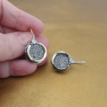 Load image into Gallery viewer, Hadar Designers  9k Yellow Gold 925 Silver Druzy Zircon Earrings Handmade ()y