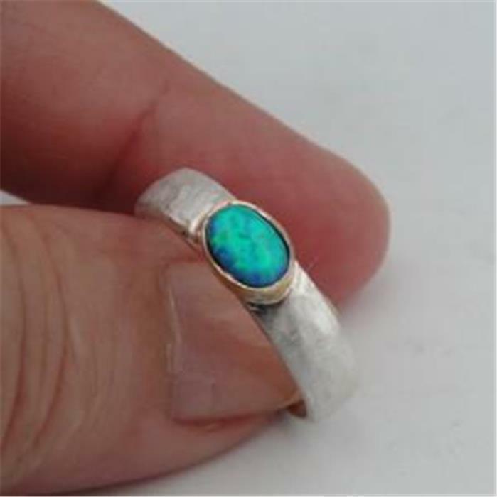 Hadar Designers Sterling Silver 9k Yellow Gold Opal Ring 6.5,7,7.5,8,8.5(I r73)y