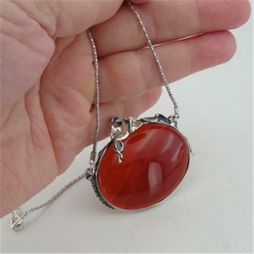 Hadar Designers 625 Sterling Silver Carnelian Pendant Handmade Large Unique (H)Y