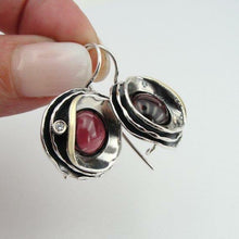Load image into Gallery viewer, Hadar Designers Red Garnet Earrings  9k Yellow Gold 925 Silver Gift Handmade (Ms