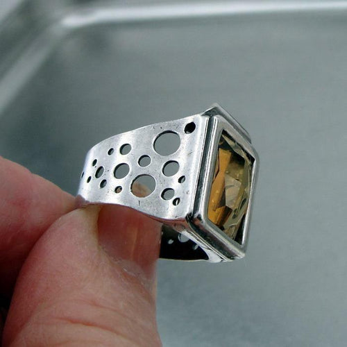 Hadar Designer Handmade 925 Sterling Silver Champagne Ring size 6.5, 7 (H) SALE