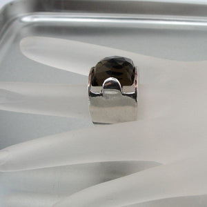 Hadar Designers Handmade 9k Rose Gold 925 Silver Smokey Ring size 7, 7.5 () SALE