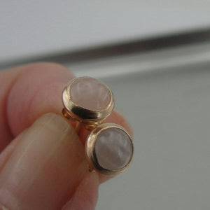 Hadar Designers Handmade 14k Yellow Gold Fil 7mm Rose Quartz Stud Earrings (v)y