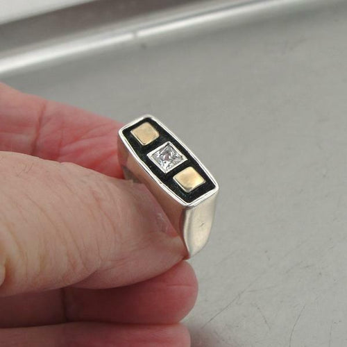 Hadar Designers Yellow Gold Sterling Silver Zircon Ring  6,7,8,9 Handmade (vs)8y