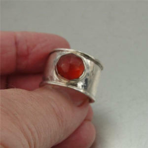 Hadar Designers Rustic Handmade Sterling Silver Carnelian Ring sz 7, 7.5 (H)SALE