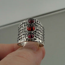 Load image into Gallery viewer, Hadar Designers Handmade 925 Sterling Silver Red Garnet Ring 6,7,7.5,8,9 (H 142Y