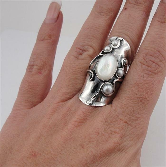 Hadar Designers NEW Artist 925 Sterling Silver Pearl MOP Ring 7,8,9,10 (H 174