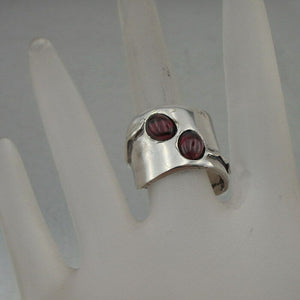 Hadar Designer Modern Handcrafted 925 Silver Granet Ring size 6,7,8,9,10 (H 1006