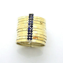 Load image into Gallery viewer, Hadar Designers 9k Gold 925 Silver Sapphire Multi Ring 7,8,9,10 Handmade (I r566