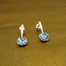 Load image into Gallery viewer, Hadar Designers Antique Roman Glass Sterling Silver Stud Earrings Handmade (AS)Y