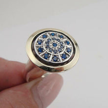 Load image into Gallery viewer, Hadar Designers Sapphire CZ Ring 9k Yellow Gold 925 Silver Handmade 6,7,8,9 (MS