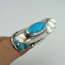 Load image into Gallery viewer, Hadar Designers Handmade 925 Sterling Silver Blue Opal Ring size 7,8,9,10(H 105b